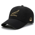 Berretto da baseball in rete nera con ricamo di grano dorato e scritta Sunshine - Regolabile / Nero