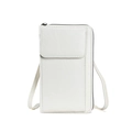 Borsa a tracolla porta cellulare verticale bianca in ecopelle testurizzata con cinturino - Bianco