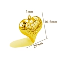 Golden hollow heart pendant in polished stainless steel with size specs 30.5x29mm - R248-Gold-Embossed Floral