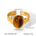 Detailed size measurement of vintage gold ring with tiger eye stone and dimensions - OD-R30090-BR Tiger Eye Ring