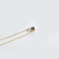 Minimalist square initial T necklace with gold chain and black enamel finish - Letter T