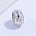 S925 sterling silver hollow barrel bead with white zircon inlay for DIY jewelry - Weaved Round Ball / White Gold