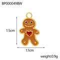 Detailed size view of gingerbread man pendant with 1.5cm height and 1.1cm width - Gingerbread Man (BP000049BW)