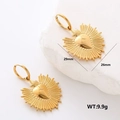Golden Sacred Heart earrings with sunburst rays in 18K gold-plated stainless steel - Sacred Heart (E00649G-3)