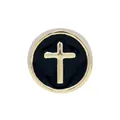 Round black and gold cross charm bead for jewelry making and custom bracelets - Cross / Black