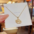 18K gold plated titanium necklace with planet star pendant and cat eye stone inlay - X170 Gold Planet Cat-eye