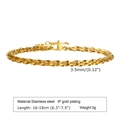 3.5mm minimalist 18K gold plated stainless steel foxtail chain bracelet with adjustable link - Wheat Chain (BR-1401)