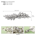 Specifiche dettagliate sulle dimensioni del fermaglio per capelli in strass a foglia - Stile Foglia di Piuma Argento (HS-J7048S)
