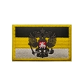 Russian double-headed eagle embroidered patch with black yellow and white tricolor flag - Russian National Crest (Square Yellow Border)
