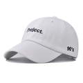 Cappellino da baseball minimalista in cotone bianco con ricamo Project e visiera - Regolabile / Bianco