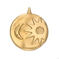 Gold-plated stainless steel round pendant with sun and moon relief for DIY jewelry - Gold 566# Sun and Moon Plate / 23*26.5mm