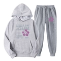 Survêtement gris en polaire avec sweat à capuche et motif floral Siesta Key - L / Haut Et Bas / Gris (Style 60)