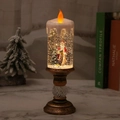 Weihnachts-Wasserkerzen-Laterne mit Weihnachtsmann und goldenem Vintage-Sockel - Weihnachtsmann mit Baum