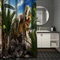 3D T-Rex dinosaur shower curtain with tropical jungle print for modern bathroom decor - 120*180CM Single Shower Curtain / Dinosaur Pattern 02