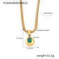 18k gold plated titanium steel necklace with a green zircon sphere pendant - Gold March Lake Blue Zirconia (P1841)