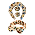 Plush leopard print hair accessory set with headband, scrunchie and wristbands - Flannel Colorful Leopard Style (14#) / Set of 4