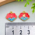 Lucky cloud charms in red enamel with gold Zhao Cai Jin Bao lettering, 1.5cm width - Lucky Cloud Peace Lock (15x13mm)