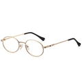 Vintage-Oval-Sonnenbrille mit goldenem Metallrahmen und gedrehtem Bügeldesign - C5 / Goldrahmen Klar