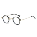 Retro kleine brilmontuur in zwart en goud met blauwlichtfilter lenzen voor dames en heren - Zwart Frame Gouden Poten Anti-blauw Licht