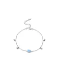 Minimalistisches S925 Sterlingsilber Armband mit blauem Tropfenopal und Zirkonias - Silber