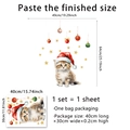 Detailansicht der Weihnachts-Katze Wandtattoo mit Anleitung zur Größe der Fensterdeko - Kätzchen (CT7035-YC) / 30x40cm