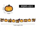 Bannière citrouille Halloween avec lettres festives et icônes sur guirlande de 3,5m - WQWS-LQ11-Bannière de Citrouille de Carnaval d'Halloween