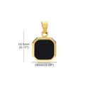 Men's square black pendant in gold stainless steel frame, 15mm by 19.5mm, without chain - Gold Acrylic - Pendant Only (Without Chain)