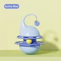 Blue tumbler cat toy with purple bell ball and yellow track ball in sunny blue - Elephant Tumbler Toy / Sunny Blue
