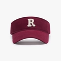 Burgundy sun visor cap with white embroidered R letter and reinforced stitching detail - Wine Red (23H028)