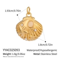 Detailed shell pendant with pearl and starfish relief on waterproof stainless steel - Starfish Shell Relief Shape (YYAC025093)