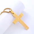 Klassieke gouden roestvrijstalen kruis ketting met gegraveerd Onze Vader gebed - 3mm Breedte 60cm Ketting / Goud