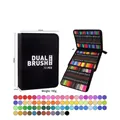 Set de 72 feutres pinceaux aquarellables à double pointe avec étui de transport noir - 72 Couleurs Corps Noir avec Sac CD