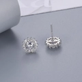 Elegant S925 sterling silver sunflower stud earrings with shimmering white zircon - Sunflower Stud Earrings (LED-34)