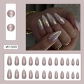 Iridescent aurora almond press-on nails with pearlescent finish and stiletto shape - W1300 Bright Aurora (Glue Type)