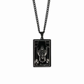Vintage black stainless steel tarot necklace featuring The Hierophant pendant design - The Hierophant / Black