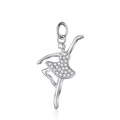 Macro detail of silver ballet dancer pendant with sparkling white rhinestones on tutu - Silver Rhinestone Ballerina