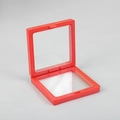 Vibrant red square PE film jewelry suspension box in open position for display - Red; 7*7*2