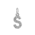 Micro-paved zircon letter S pendant in silver finish for DIY jewelry necklaces - Steel-S