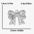 Silver 304 stainless steel bow pendant with detailed size and weight specifications - Wide Ribbon Style Bow / Silver