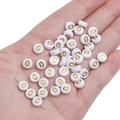 White acrylic flat round bead with gold number zero for DIY jewelry making - Letter O