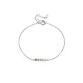 Elegant S925 sterling silver chain bracelet with five colorful zircon stones in silver - 925 Silver / Platinum