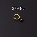 Boucle d'oreille zircon or avec pendentif émail noir et incrustation de pierre rouge - Pièce Unique / Noir (379-8#)