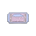 Creative pink and blue oil painting style movie ticket metal enamel pin for lapels - Always Anxious (QHXZ254)