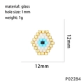 Macro shot of 12mm evil eye glass bead with 1mm hole for DIY jewelry making - P02284 Light Blue White Black Gold