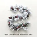 2M snowy Christmas garland with pine cones and red berries, 35cm width decorative spruce - 2M Pine Cedar American Cone Garland H
