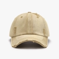 Berretto da baseball vintage in cotone lavato kaki con dettagli strappati stile retrò - Cachi Stile Distressed (24A184)