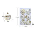Pallina di Natale 6cm a righe oro e bianco con lustrini a stella in set da 6 pezzi box - Palla Zebra Stella Dorata 6cm