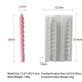 Pink spherical striped long candle and its white silicone mold with 20cm height detail - Beaded Tower Half-Mold Style (J-505)