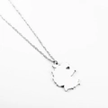 Silver minimalist Germany map necklace with heart cutout detail on fine O-chain - Germany - Silver
