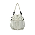 Bolso saco de nailon blanco con cordón ajustable y detalles de cadena negra chic - Talla única / Blanco